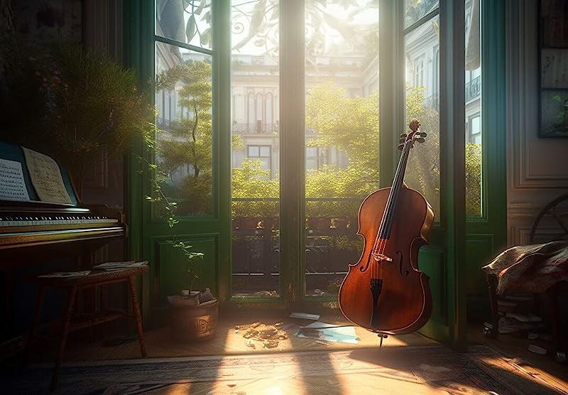 Blank Music Manuscript - Beautiful Cello in a Paris Drawing Room